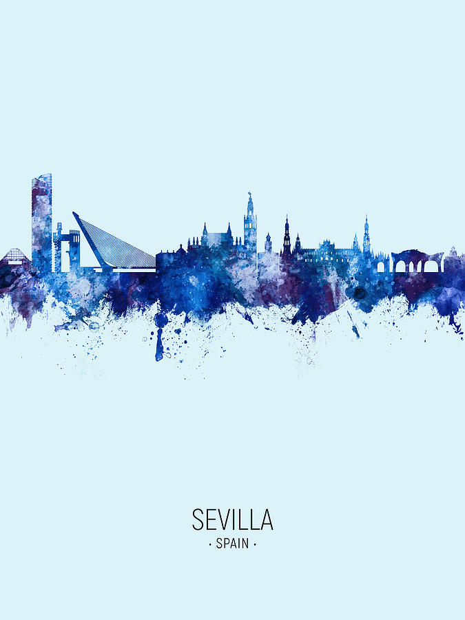 Sevilla Spain Skyline #17 Digital Art by Michael Tompsett