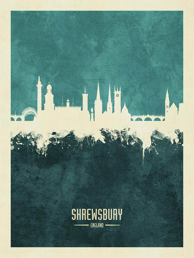 Shrewsbury England Skyline #17 Digital Art by Michael Tompsett