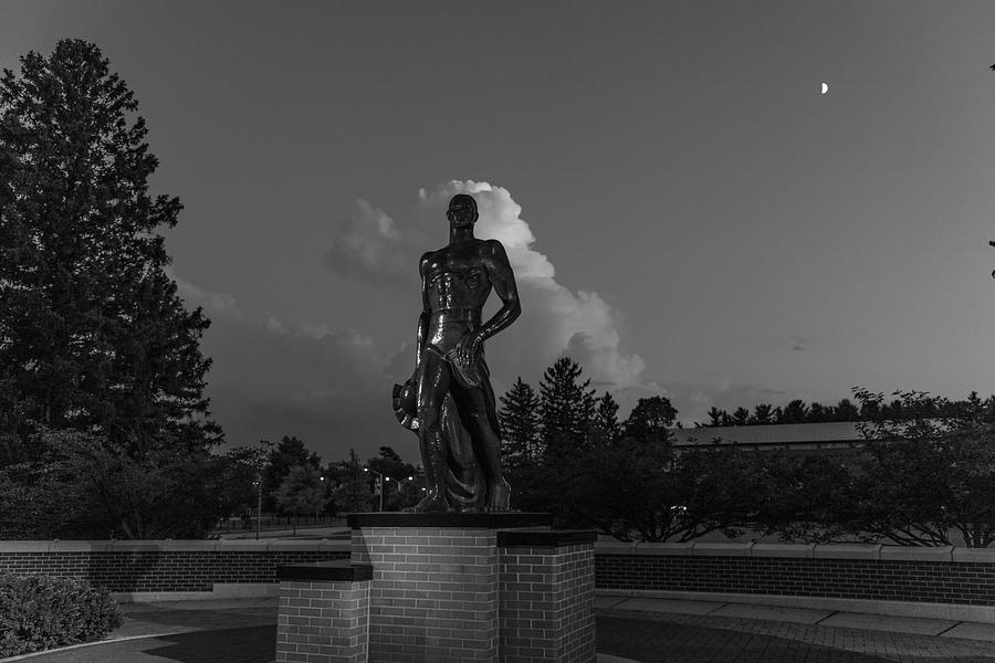 Spartan statue at night on the campus of Michigan State University in East Lansing Michigan #17 Photograph by Eldon McGraw