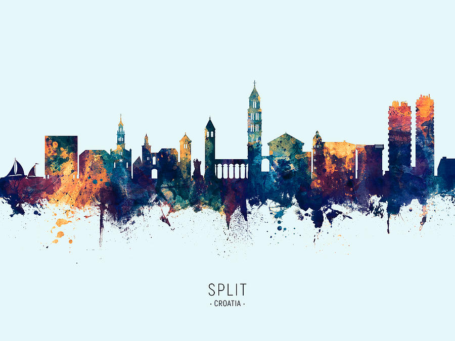 Split Croatia Skyline #17 Digital Art by Michael Tompsett