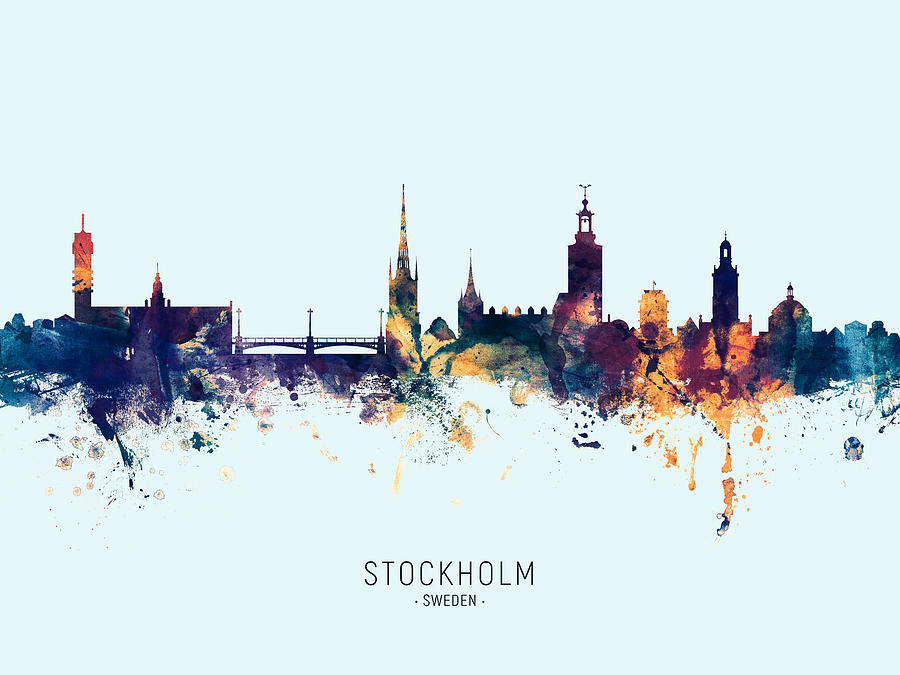 Stockholm Sweden Skyline #17 Digital Art by Michael Tompsett