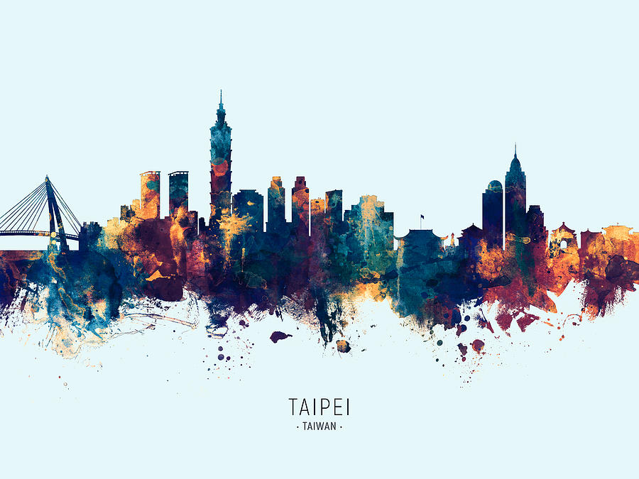 Taipei Taiwan Skyline #17 Digital Art by Michael Tompsett