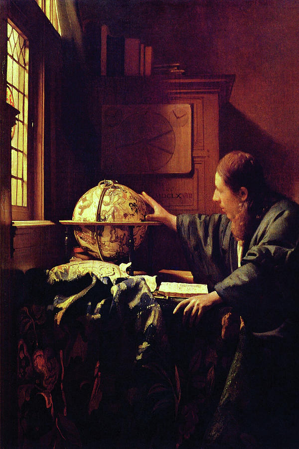 Map Painting - The Astronomer by Johannes Vermeer