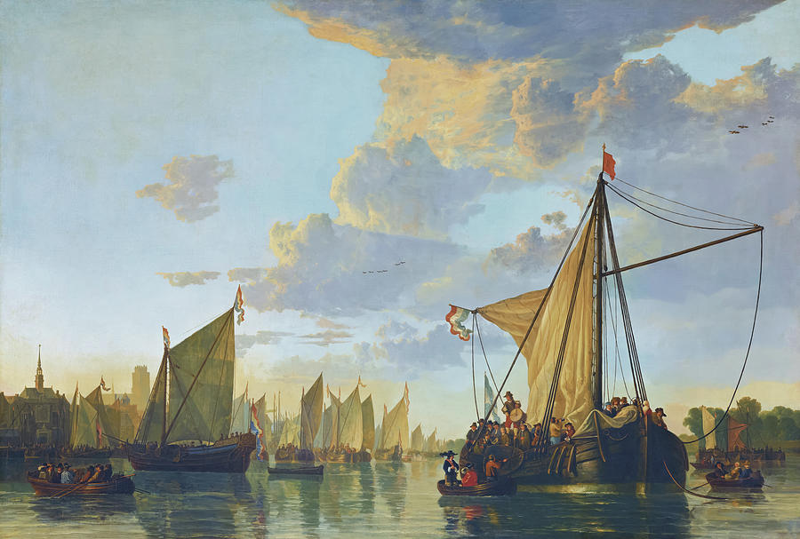 The Maas At Dordrecht By Aelbert Cuyp Painting