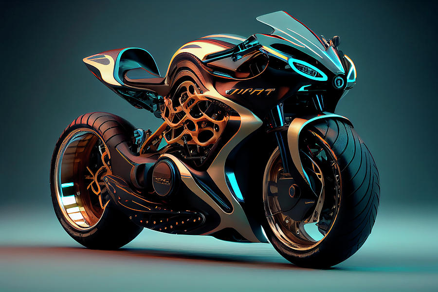 Triumph Motorcycle Future Concept Art Digital Art By Tim Hill - Fine 