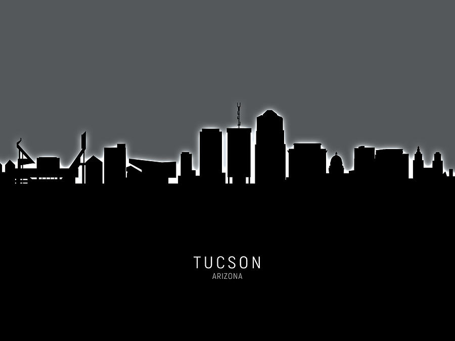 Tucson Digital Art - Tucson Arizona Skyline #17 by Michael Tompsett