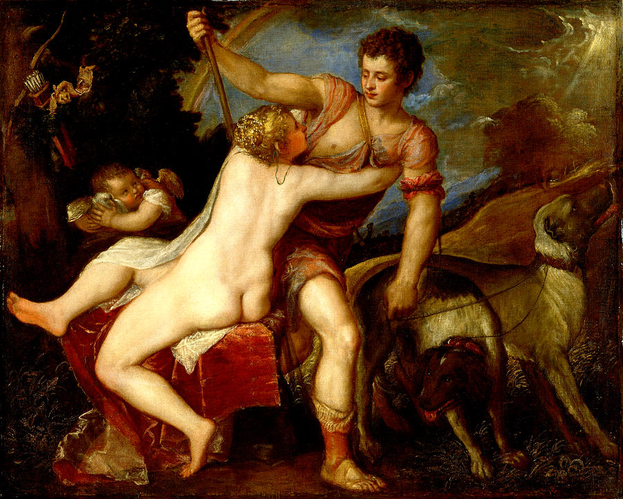 Titian Painting - Venus and Adonis #17 by Titian