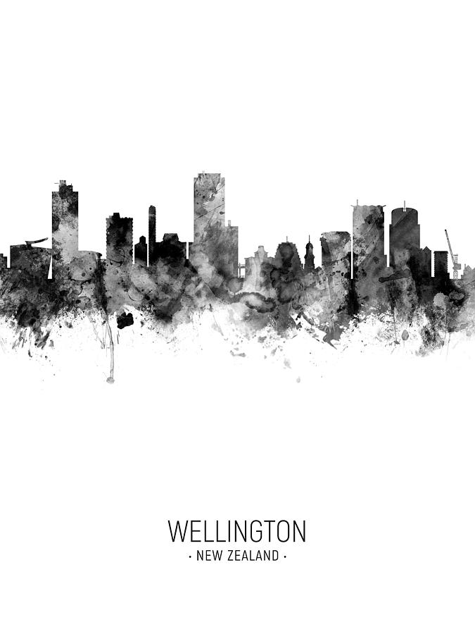 Skyline Digital Art - Wellington New Zealand Skyline #17 by Michael Tompsett
