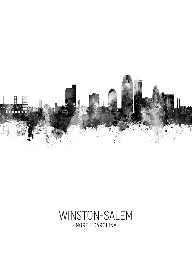 Winston-salem Digital Art - Winston-Salem North Carolina Skyline #17 by Michael Tompsett