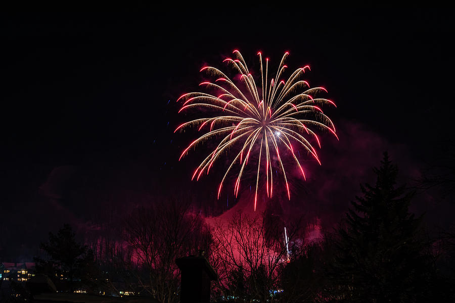 Winter Ski Resort Fireworks #17 Photograph by Chad Dikun