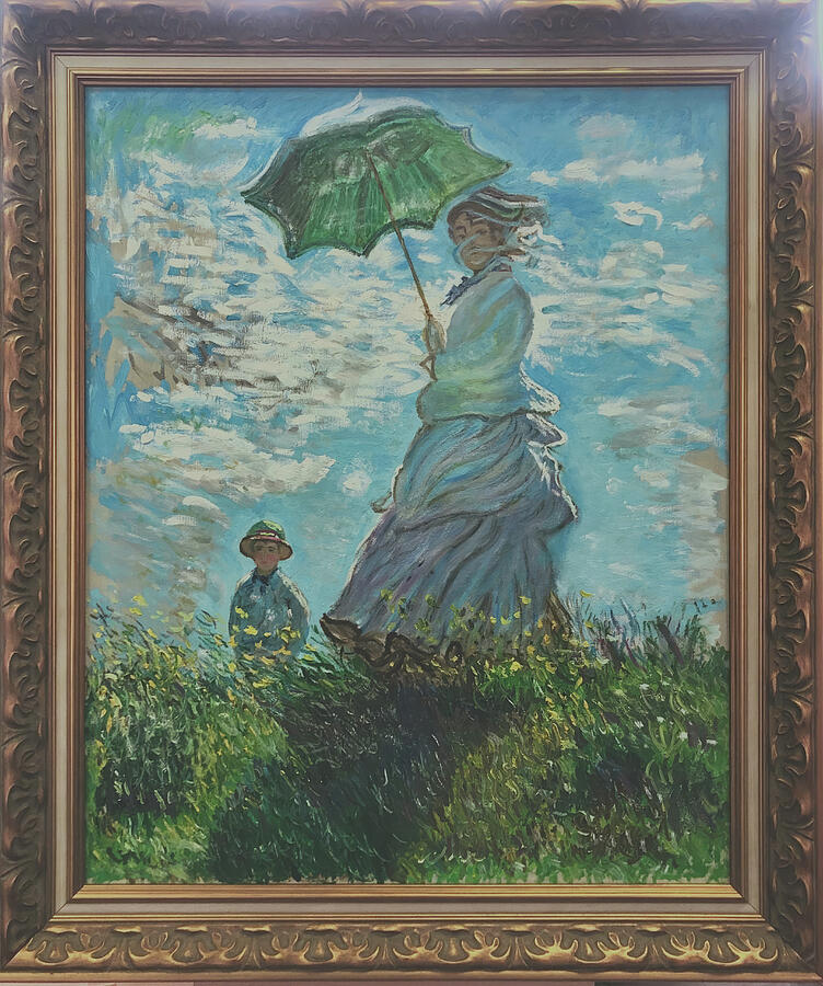 Claude Monet Painting - Woman with a Parasol by Claude Monet by Mango Art