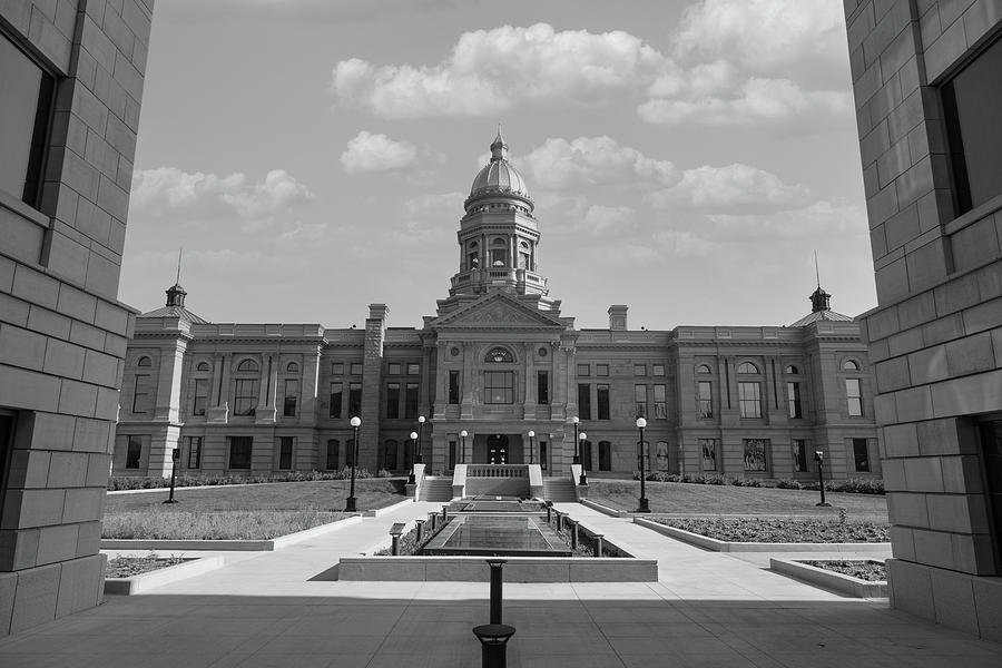 Wyoming state capitol building in Cheyenne Wyoming in black and white #17 Photograph by Eldon McGraw