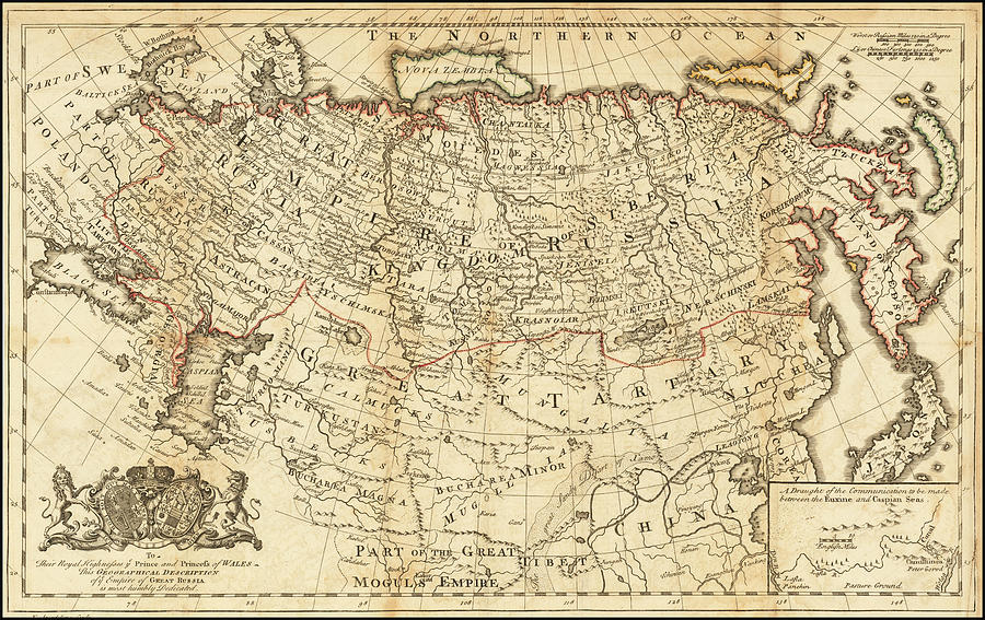 1730 map of the Russian Empire by Philipp Johann Strahlenberg Photograph by Steve Kearns