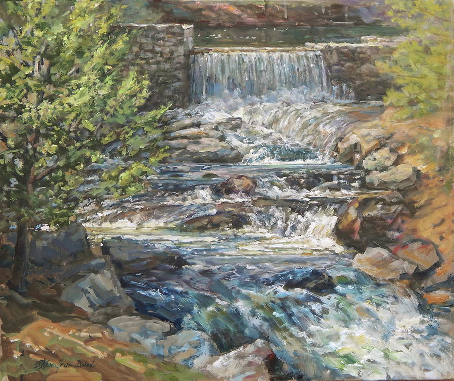 Waterfall Painting - 1761 Old Mill, Westminster, MA by Sharon Jordan Bahosh