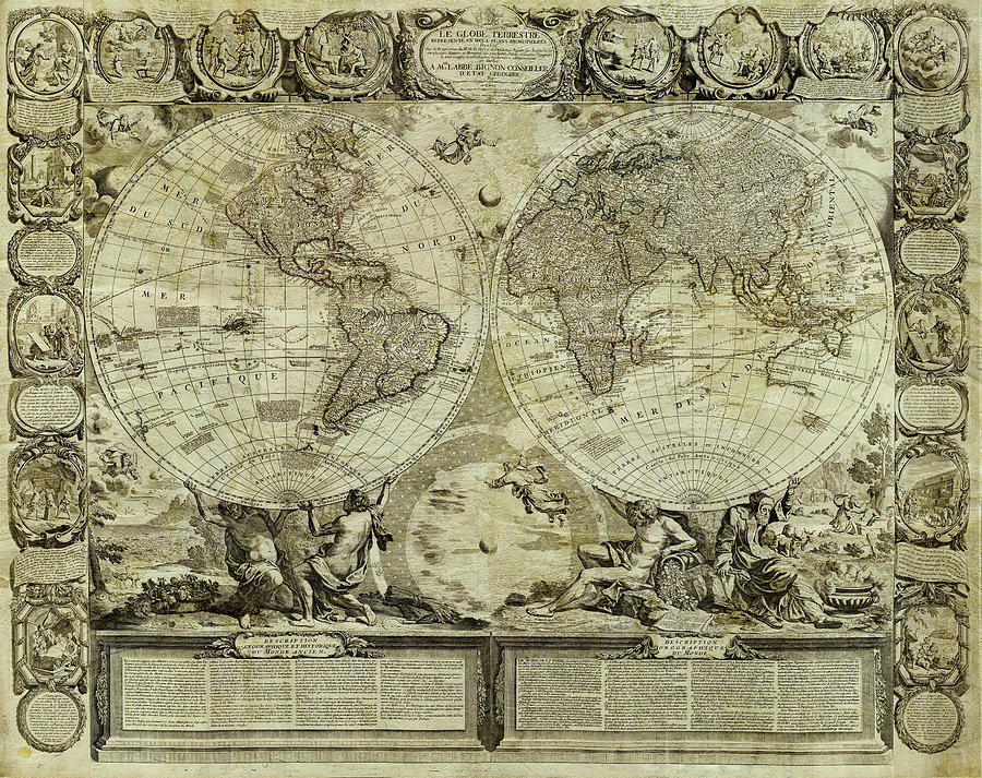 1767 Vintage French World Map Photograph by Davina Washington - Fine ...