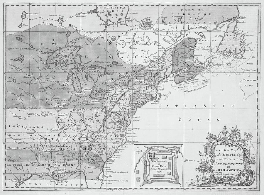 1776 Historical Map of North America in Black and White Photograph by Toby McGuire