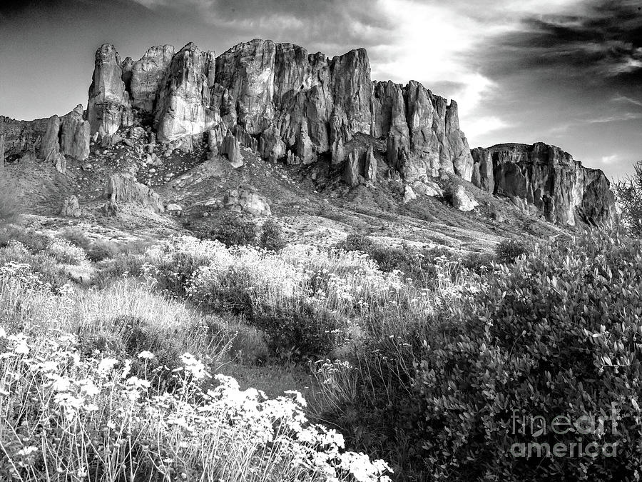 1792 Superstition Mountains Black And White Photograph