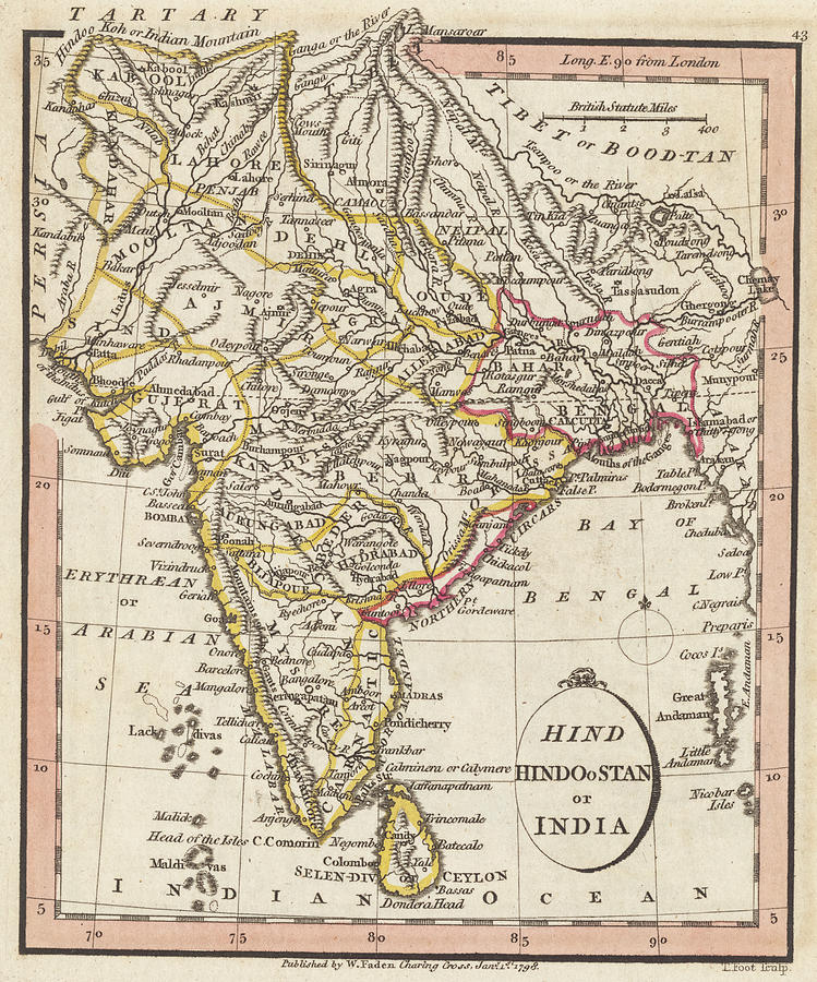 1798 historical map of India in Color Photograph by Toby McGuire - Pixels