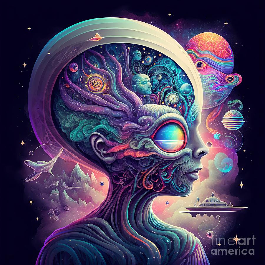 A psychedelic alien with a multitude of thoughts Digital Art by Somsong ...