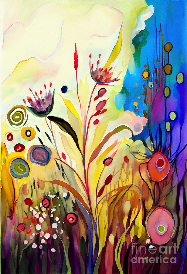Abstract  Art  Of  Nature  Wildflowers  Bold  Vibrant  By Asar Studios Digital Art