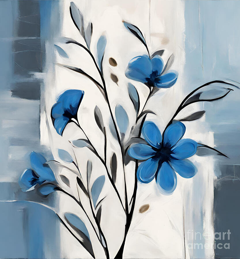 Abstract Painting - Abstract Flowers #18 by Naveen Sharma