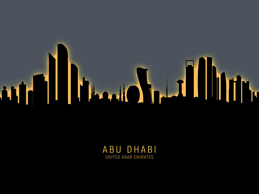 Skyline Digital Art - Abu Dhabi Skyline #18 by Michael Tompsett