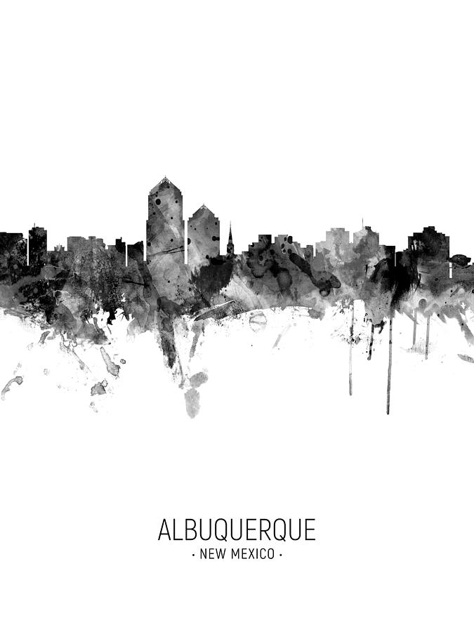 Albuquerque Digital Art - Albuquerque New Mexico Skyline #18 by Michael Tompsett