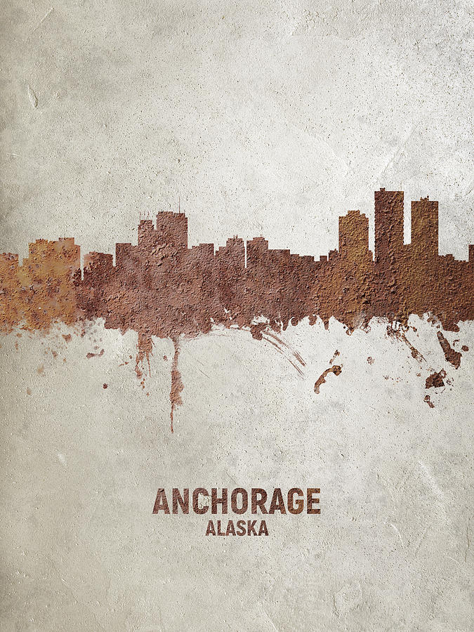 Anchorage Digital Art - Anchorage Alaska Skyline #18 by Michael Tompsett