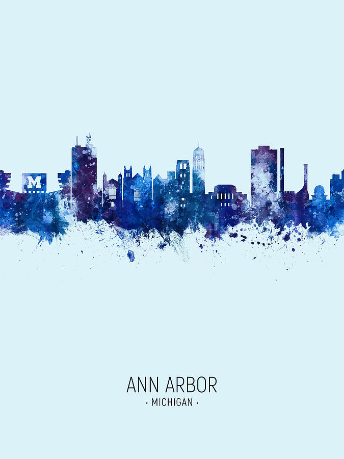 Ann Arbor Michigan Skyline #18 Digital Art by Michael Tompsett