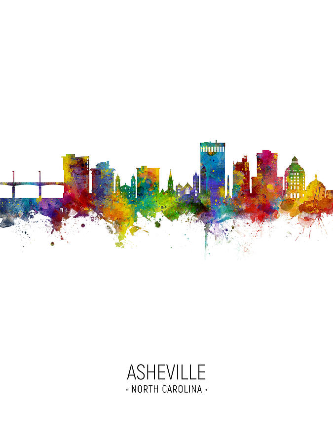 Asheville North Carolina Skyline #18 Digital Art by Michael Tompsett