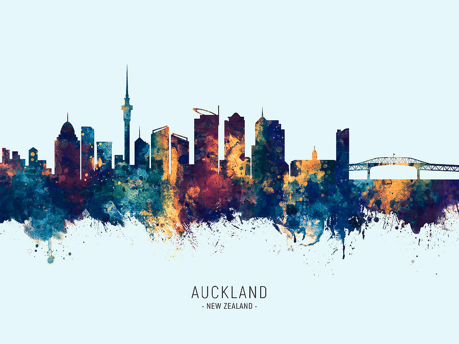 Skyline Digital Art - Auckland New Zealand Skyline #18 by Michael Tompsett