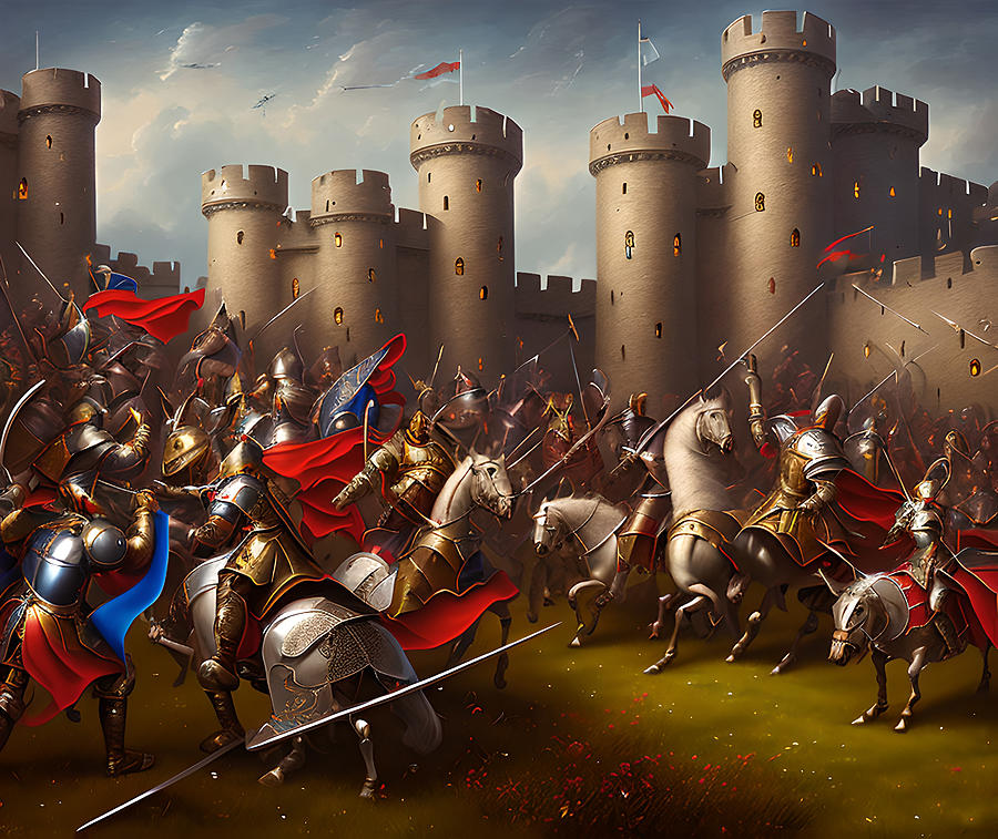 Battle of Knights, Generative AI Illustration Digital Art by Miroslav ...