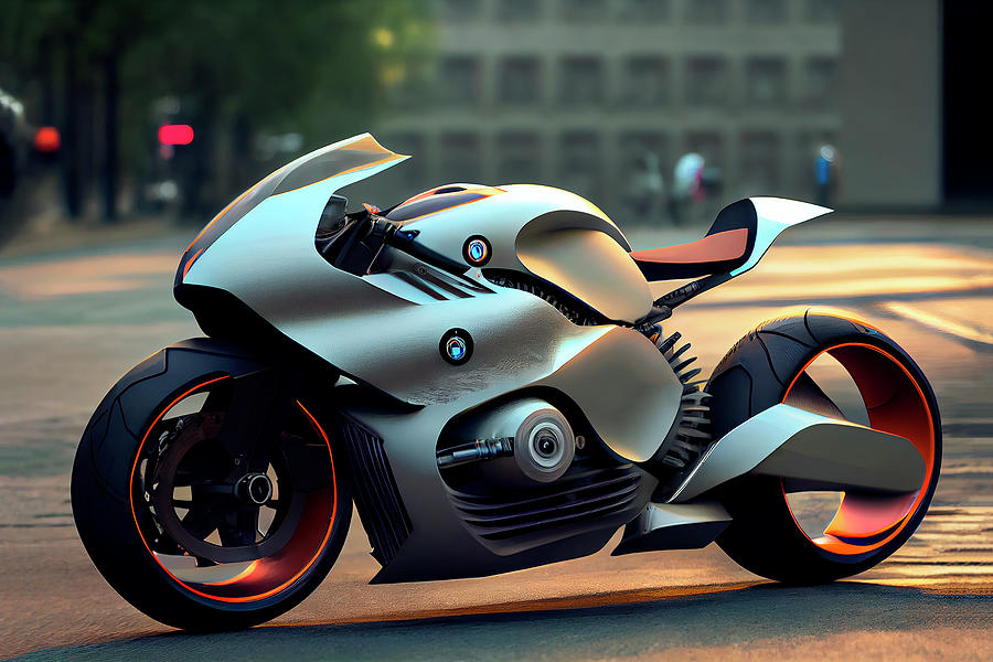 BMW Motorcycle Future Concept Art Digital Art by Tim Hill - Pixels