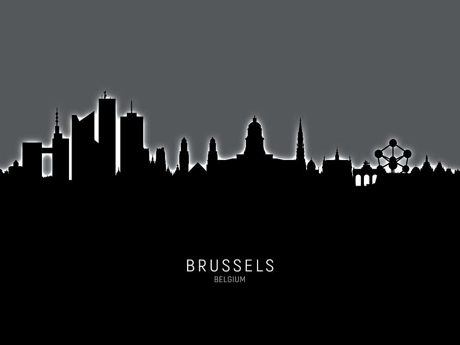 Skyline Digital Art - Brussels Belgium Skyline #18 by Michael Tompsett