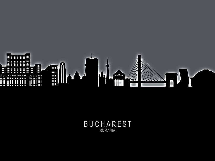 Bucharest Romania Skyline #18 Digital Art by Michael Tompsett