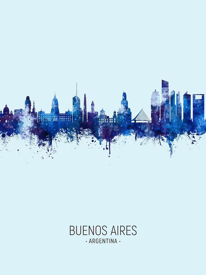 Buenos Aires Argentina Skyline #18 Digital Art by Michael Tompsett