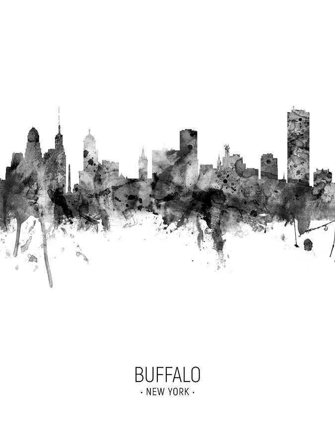 Buffalo Digital Art - Buffalo New York Skyline #18 by Michael Tompsett