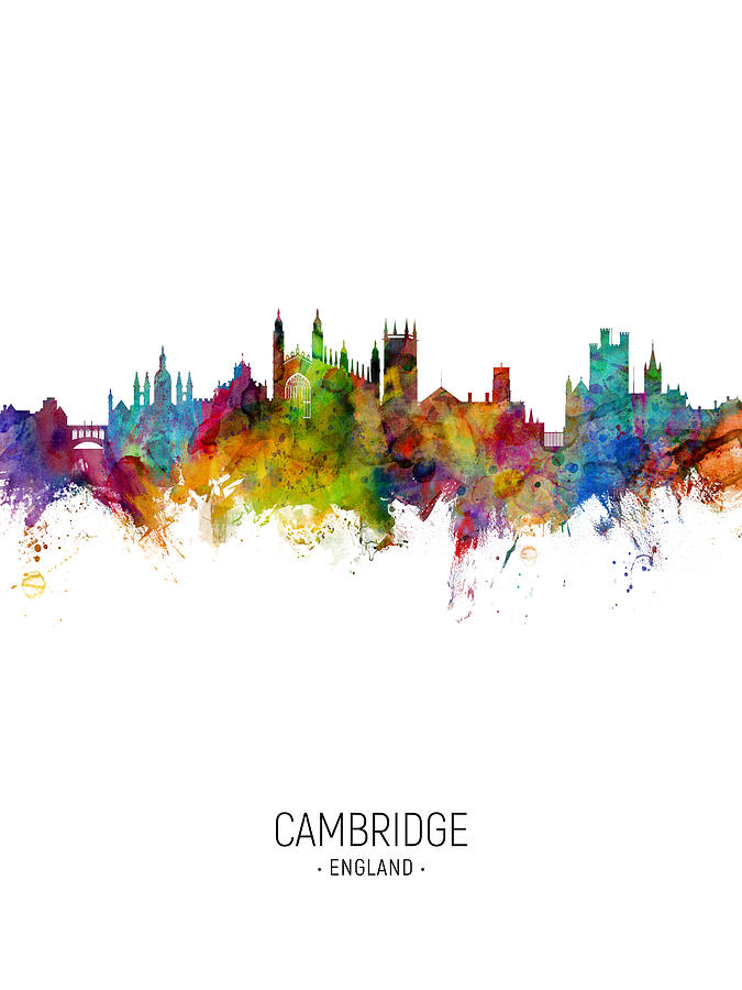 Cambridge Digital Art - Cambridge England Skyline #18 by Michael Tompsett