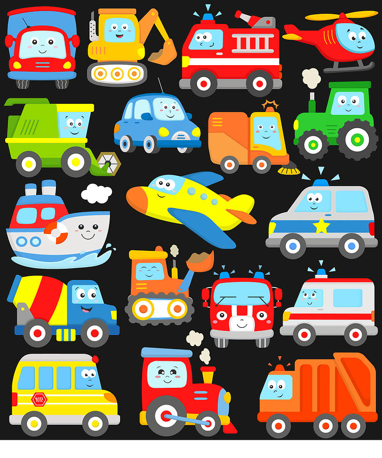 18 Cars Trucks Vehicles Locomotive Trash Truck T Tapestry - Textile by ...