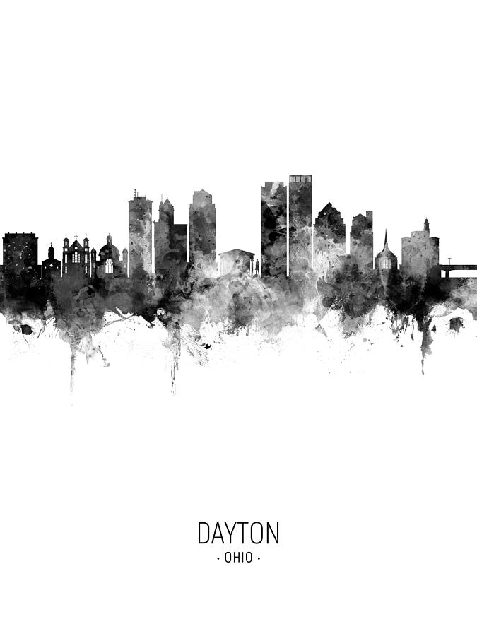 Skyline Digital Art - Dayton Ohio Skyline #18 by Michael Tompsett