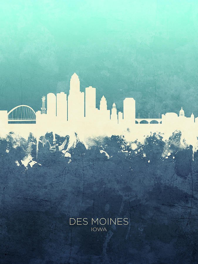 Des Moines Iowa Skyline #18 Digital Art by Michael Tompsett