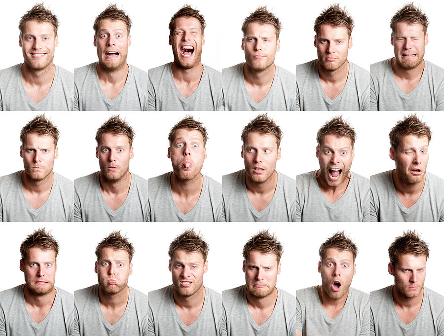 18 Different Facial Expression From Handsome Man With Beard Photograph by Mikkelwilliam