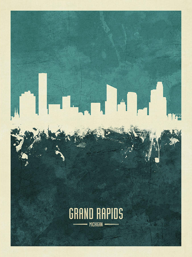 Grand Rapids Michigan Skyline #18 Digital Art by Michael Tompsett