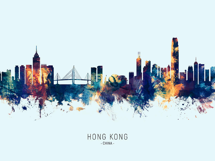 Hong Kong Skyline Digital Art by Michael Tompsett Pixels