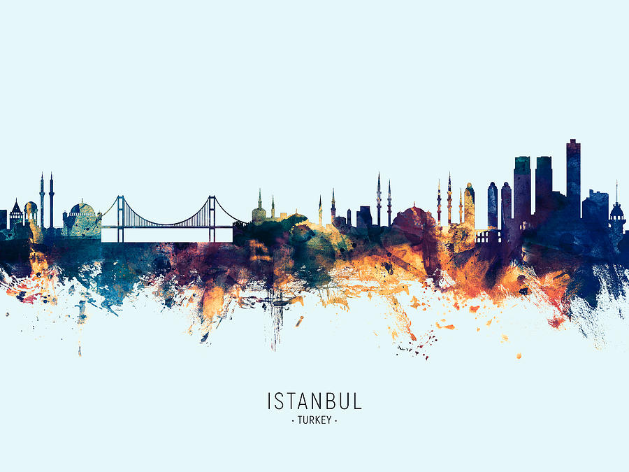 Istanbul Turkey Skyline #18 Digital Art by Michael Tompsett
