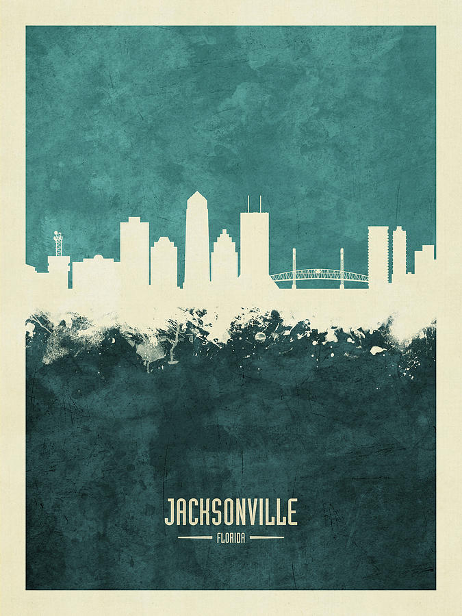 Jacksonville Digital Art - Jacksonville Florida Skyline #18 by Michael Tompsett