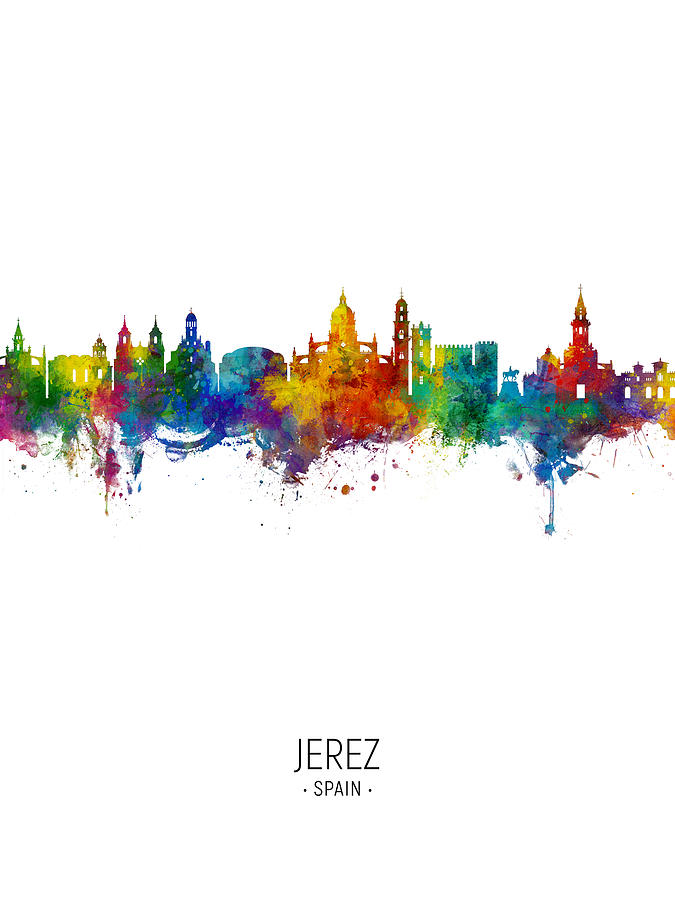 Jerez Spain Skyline #18 Digital Art by Michael Tompsett