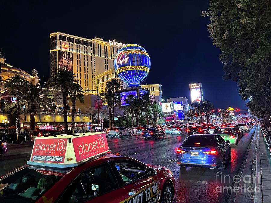Las Vegas Nevada Night Lights Street Cars Scene Las Vegas Blvd View
