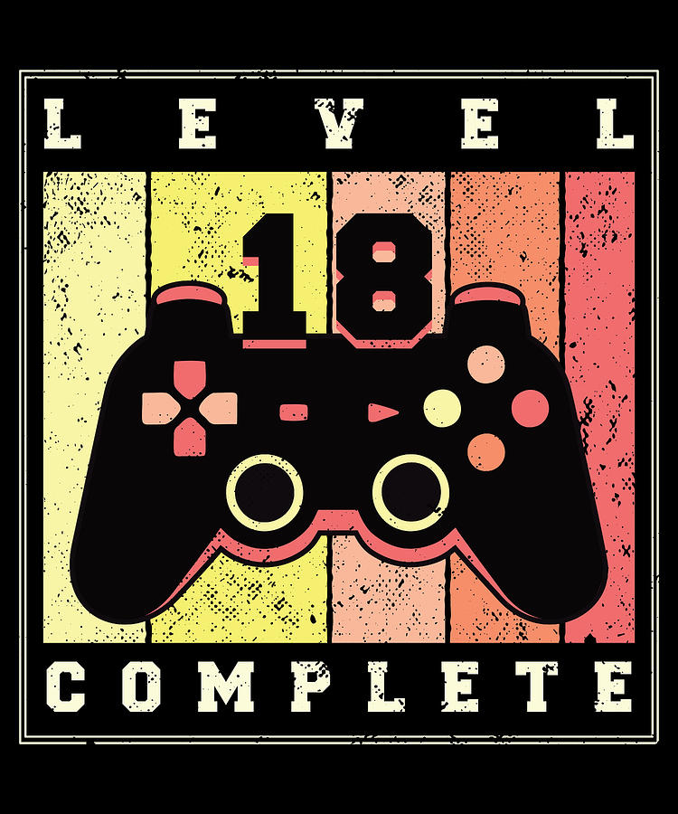 18 Level Complete Mens 18th Birthday Men Gaming Design Mixed Media By Myloot