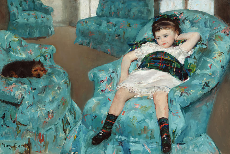 Little Girl In A Blue Armchair By Mary Cassatt Painting